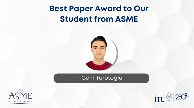 Best Paper Award to Our Student from ASME Görseli