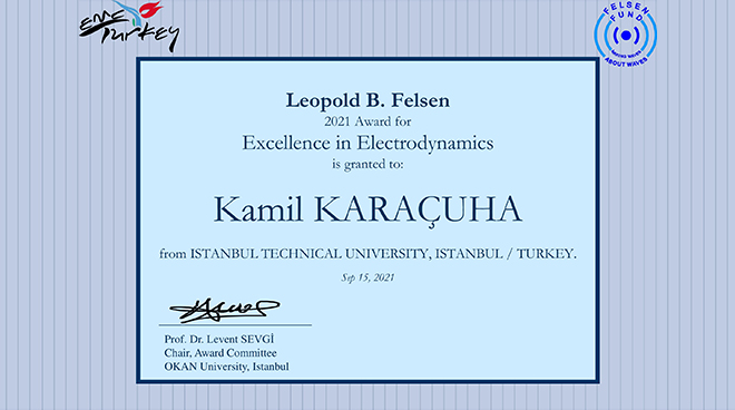 Dr. Kamil Karaçuha Received Award for Excellence in Electromagnetics Görseli